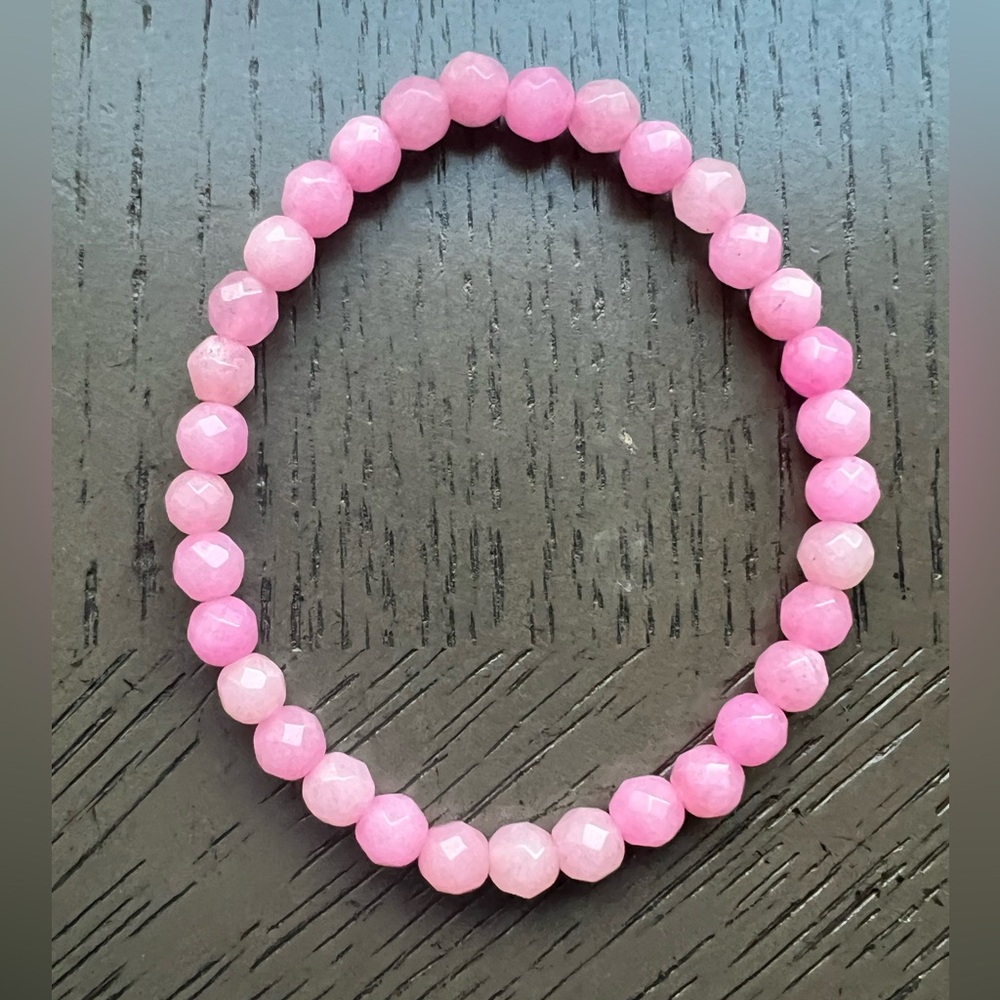 Pink chalcedony bracelet 5mm SIZE 6.75’